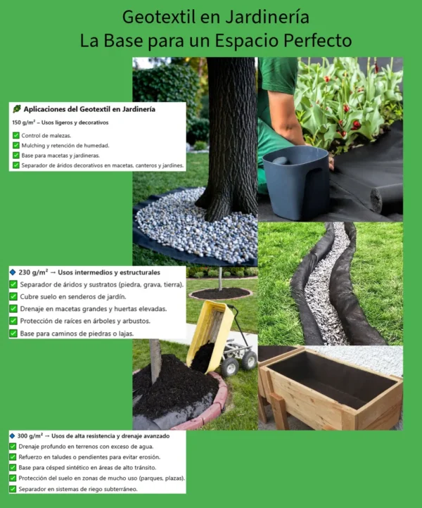 geotextil no tejido 230g info Geotextil 230g/m² GreenPoint – Jardinería, Filtrado y Antihierbas