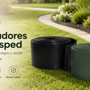 Limitadores de césped Green Point de 10 m x 11 cm x 2 mm en color negro y verde