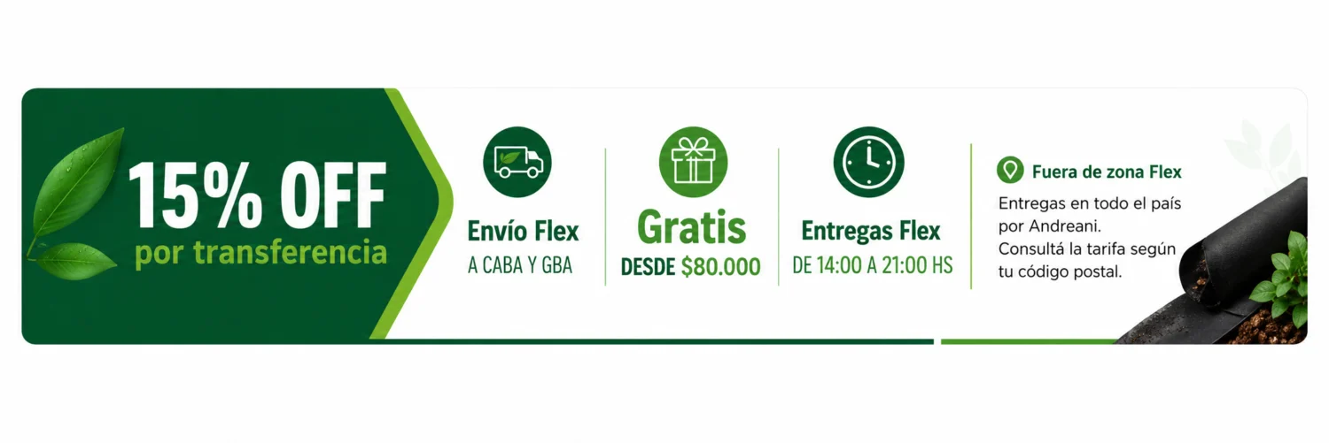 15% de descuento por transferencia y envío Flex GreenPoint