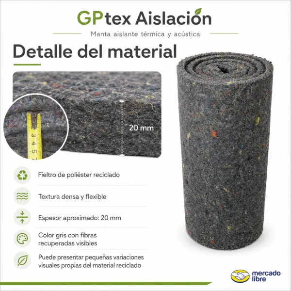 Detalle del material de la manta aislante termoacústica GPtex 20 mm