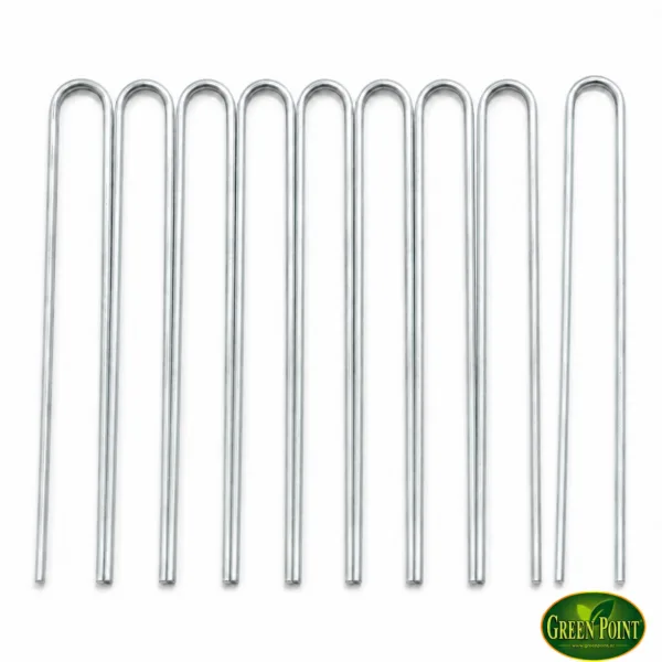 Pack x10 estacas U zincadas de 18 cm y 4 mm para jardinería y geotextil