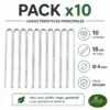 Pack x10 estacas U zincadas de 18 cm y 4 mm con características principales